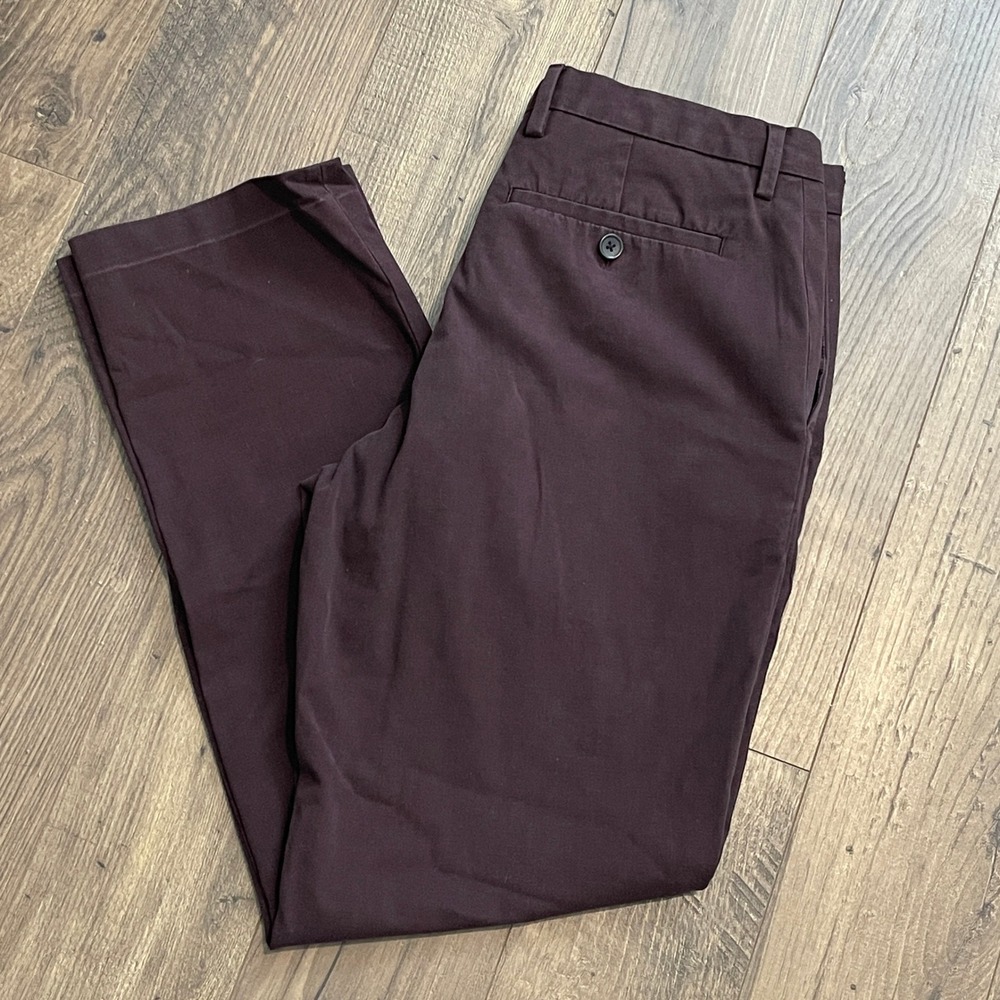 Banana Republic Slim Fit Chinos Mens 33x29 Burgundy Plum Cotton Stretch Pants